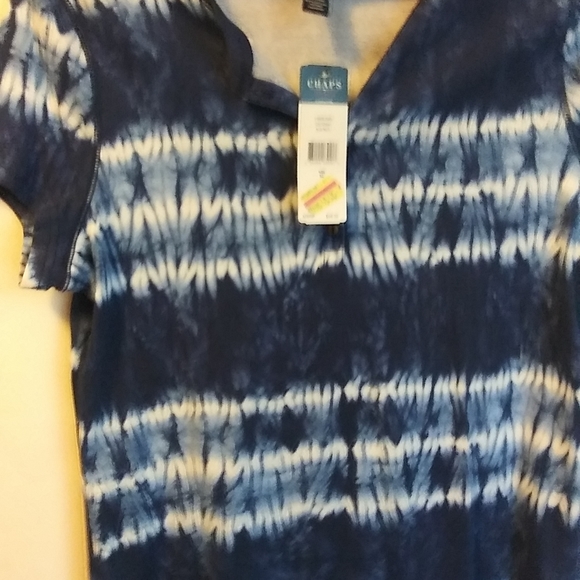 Chap's Tops - Chaps Women's Short Sleeve Navy Tie-Dye Tee